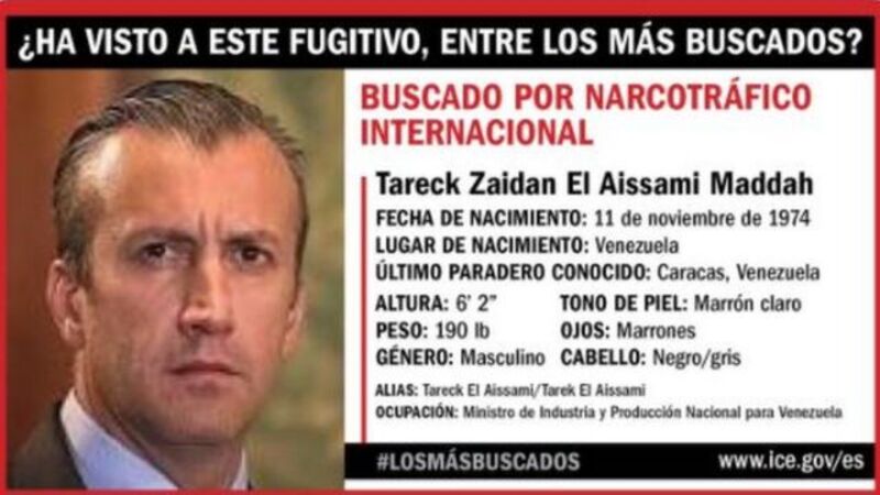 Ex ministro El Aissami está incluido en la lista de más buscados del ICE de los Estados Unidos.