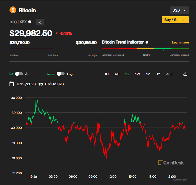 Bitcoin cae luego de alcanzar los 30 mil dólares la semana pasada.