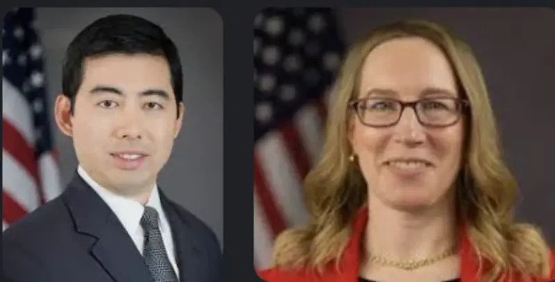 Mark Uyeda y Hester Peirce comisionados de la SEC.